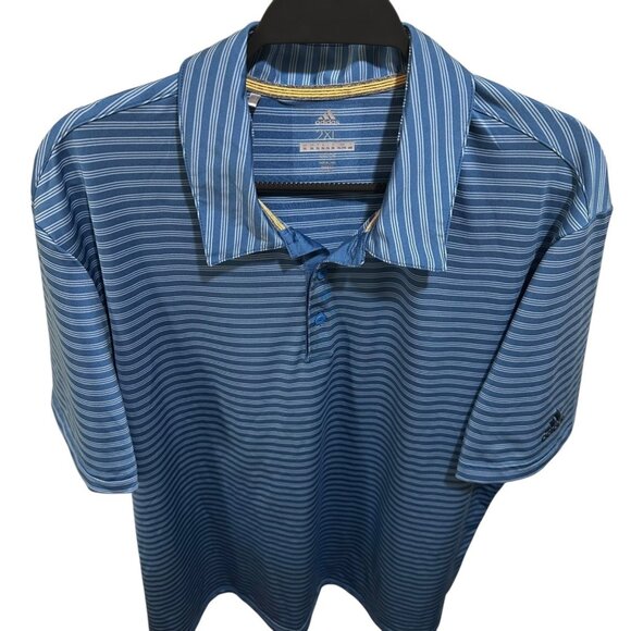 Adidas Golf Mens Size 2XL Blue Striped Logo’d Golf Short Sleeve Polo Shirt - Picture 4 of 7